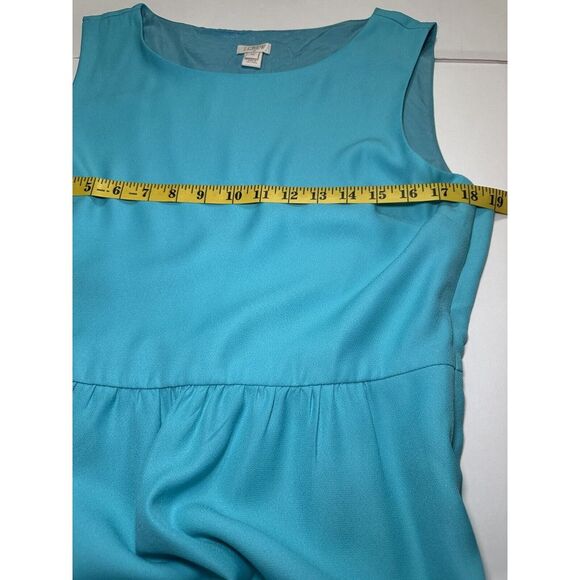 J.‎ CREW Turquoise Sleeveless Ruched Crepe Tank Dress Size 12 Outdoors, Brunch - Picture 6 of 9